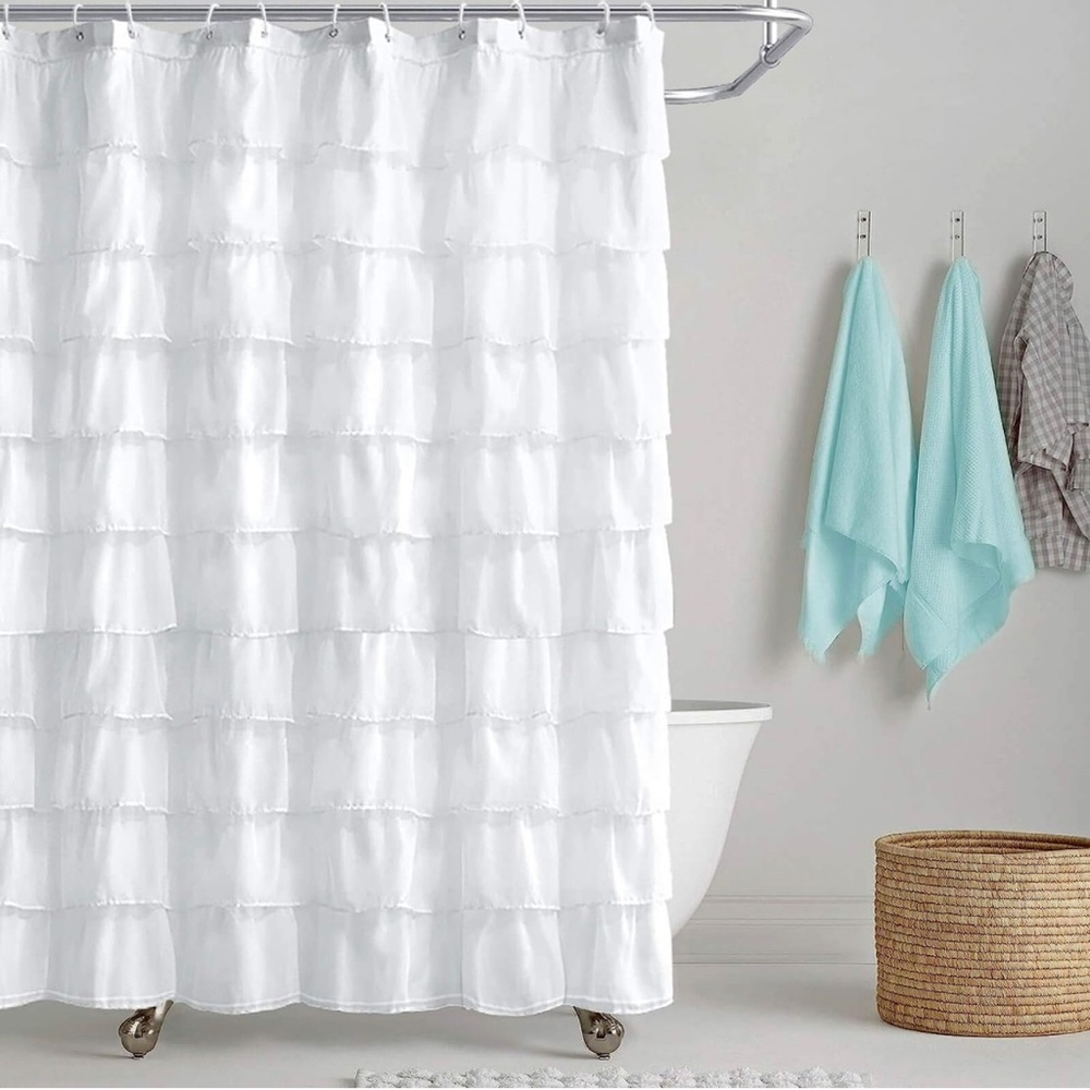 Reisen White Shower Curtain For Bathroom 72 in Long New